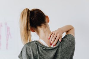 Lumbar support pillow on an office chair for back support