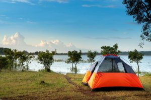 Comfortable pillow setup inside camping tent